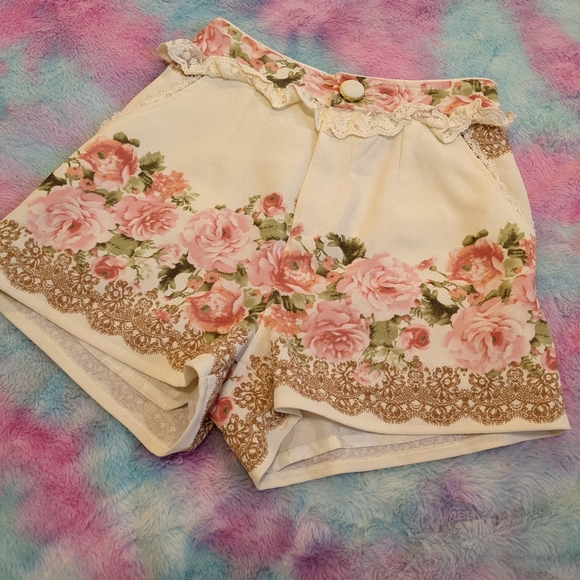 liz Lisa Pants - Liz Lisa rose floral cottage core shorts bottoms Gyrau gal Harajuku Fashion